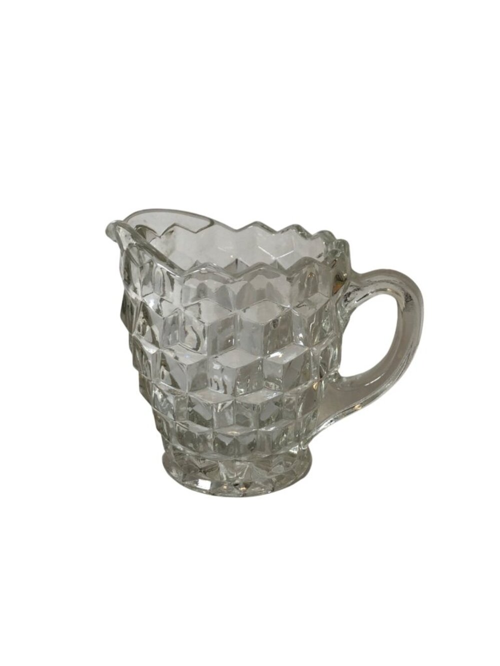 Vintage Fostoria American Clear Glass Cubist Creamer 3.5in Mid-Century Modern